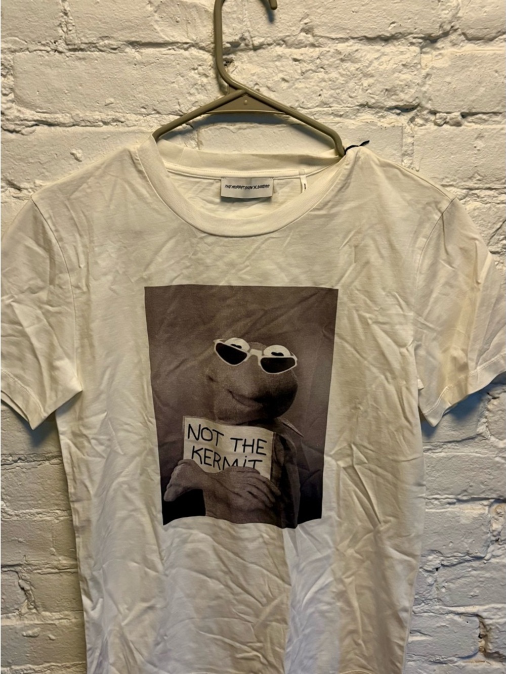 Sandro White Graphic Crewneck Tee with Black Print